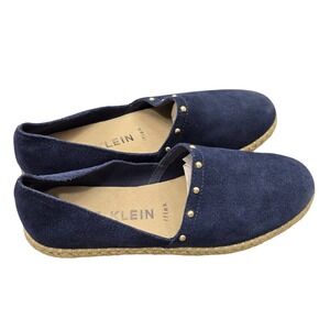 Anne Klein Iflex Navy Blue Suede Studded Espadrille Flats Women 8.5M
